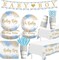 Dusty Blue Baby Boy Shower Decorations & Tableware Set – Serves 24 Guests